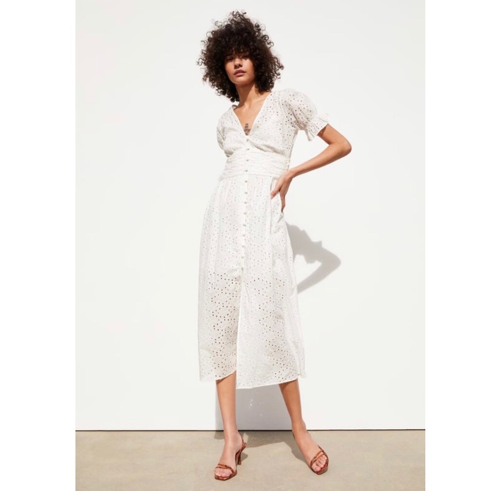 Zara White Eyelet Dress Small